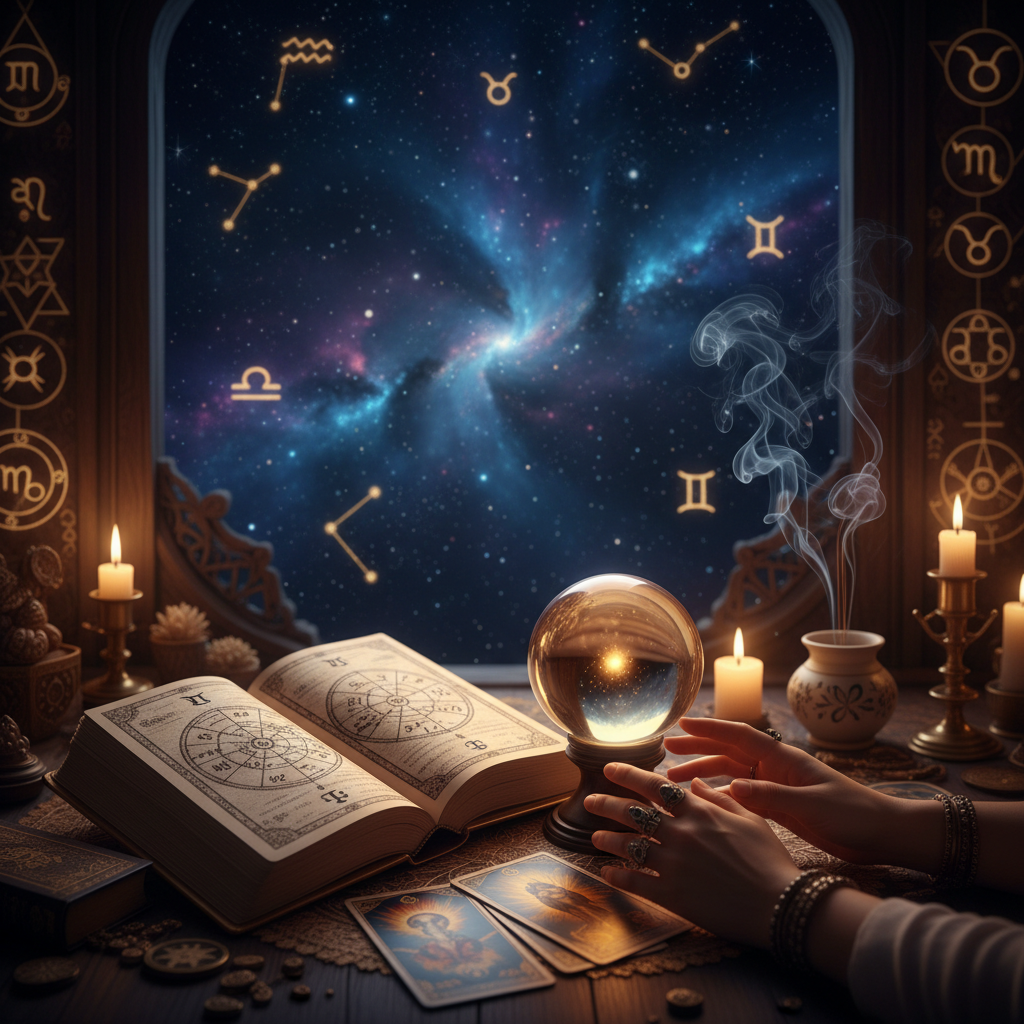 Mystic celestial artwork representing psychic readings in NYC
