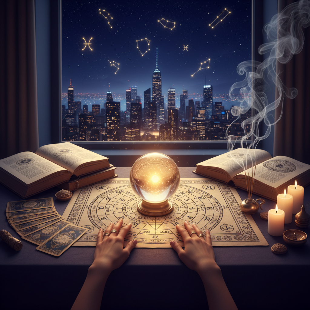 Mystical celestial image representing clairvoyant psychic sight in New York City