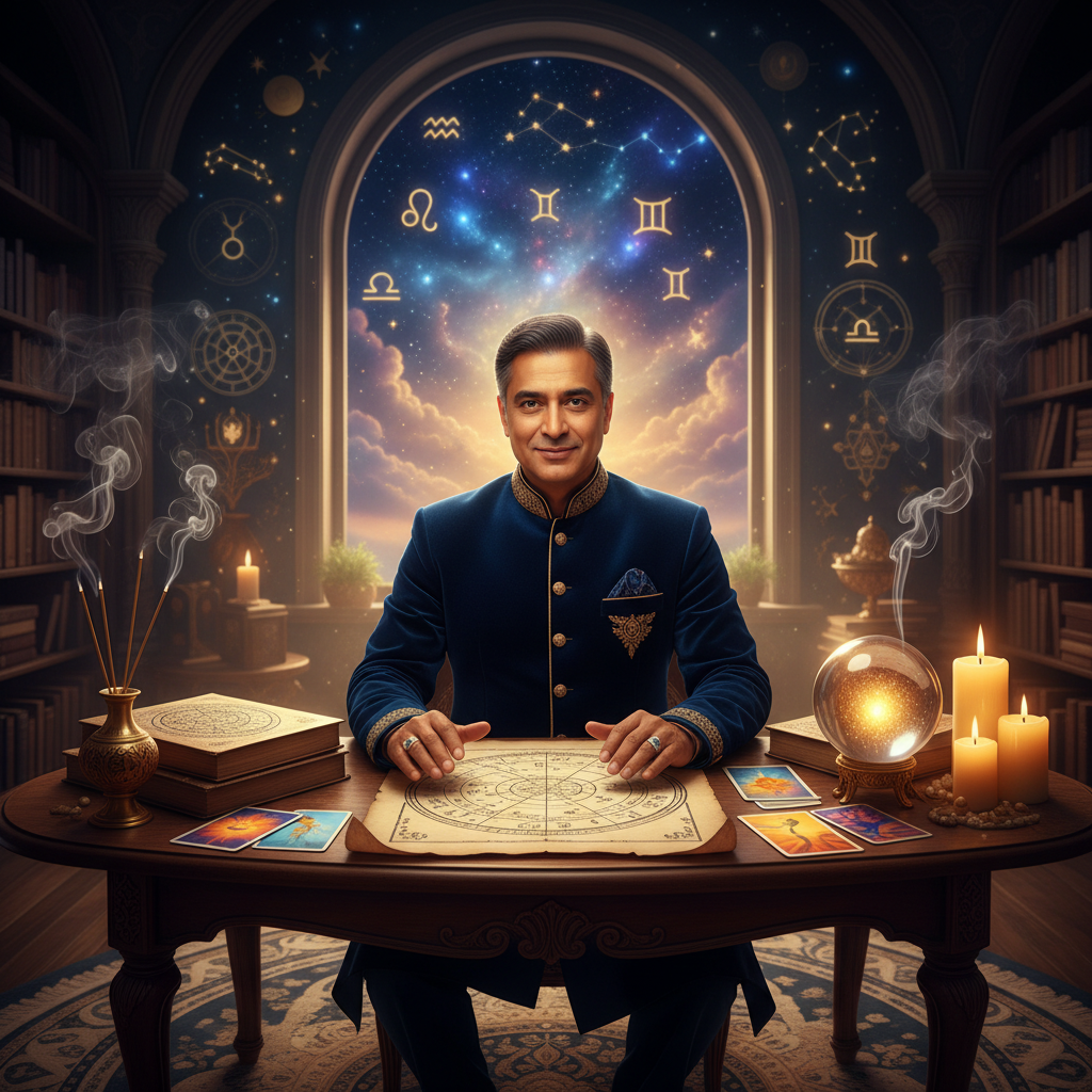 Mystical celestial astrology and love guidance theme in New York City