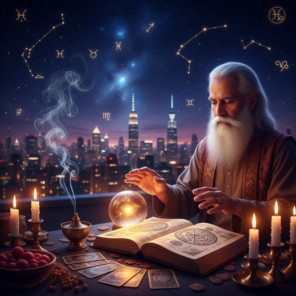 Mystical celestial energy flow representing spiritual balance in New York