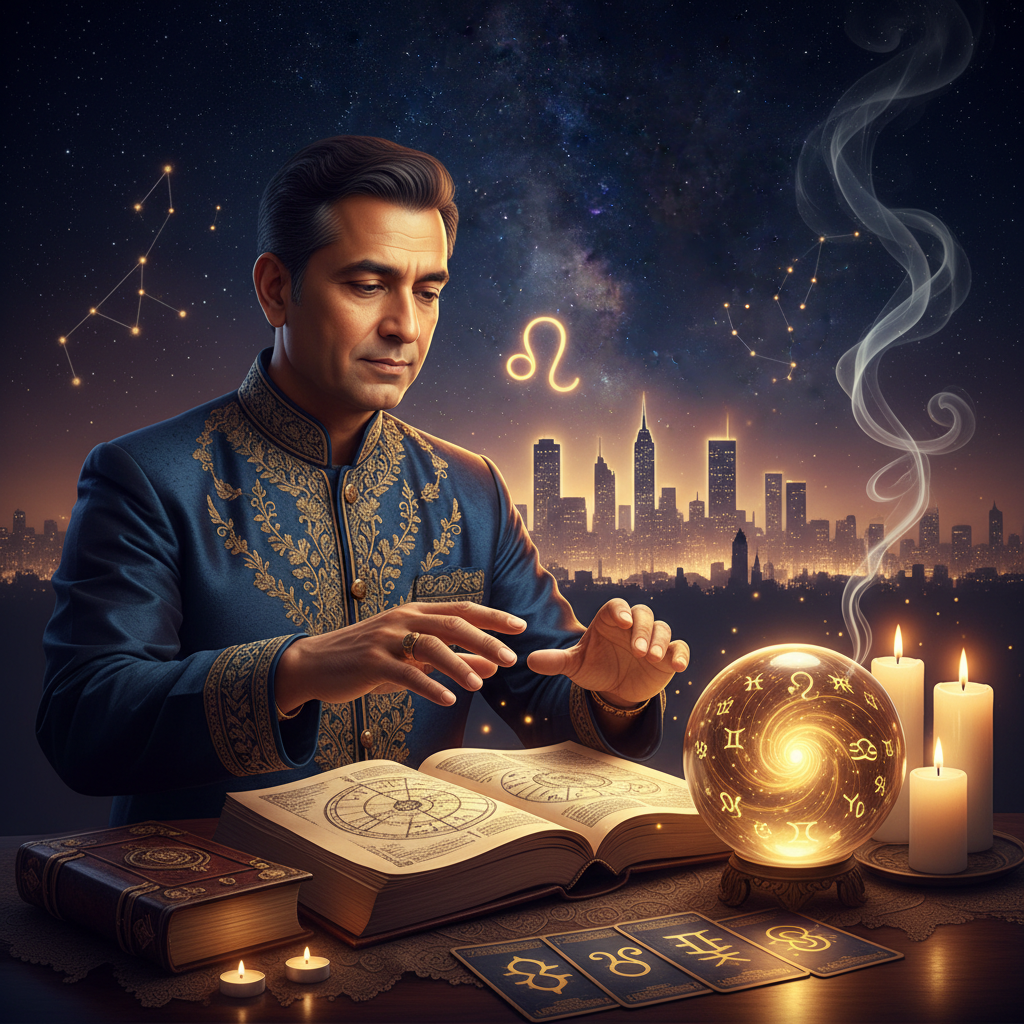 Mystical celestial energy flow with spiritual aura cleansing in New York skyline