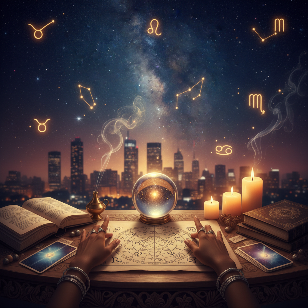 Mystical celestial image symbolizing psychic reading services in New York City