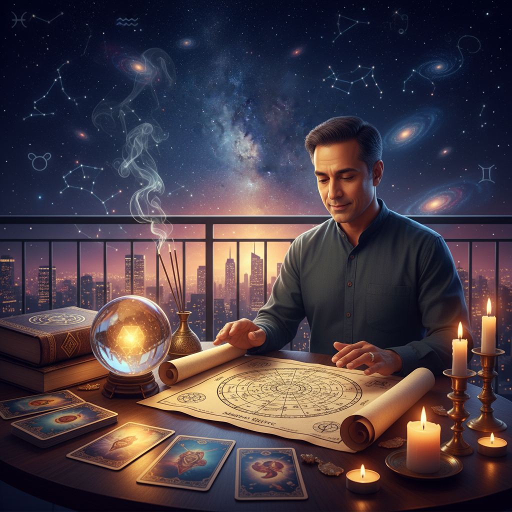 Mystical celestial imagery representing psychic and spiritual guidance in NYC