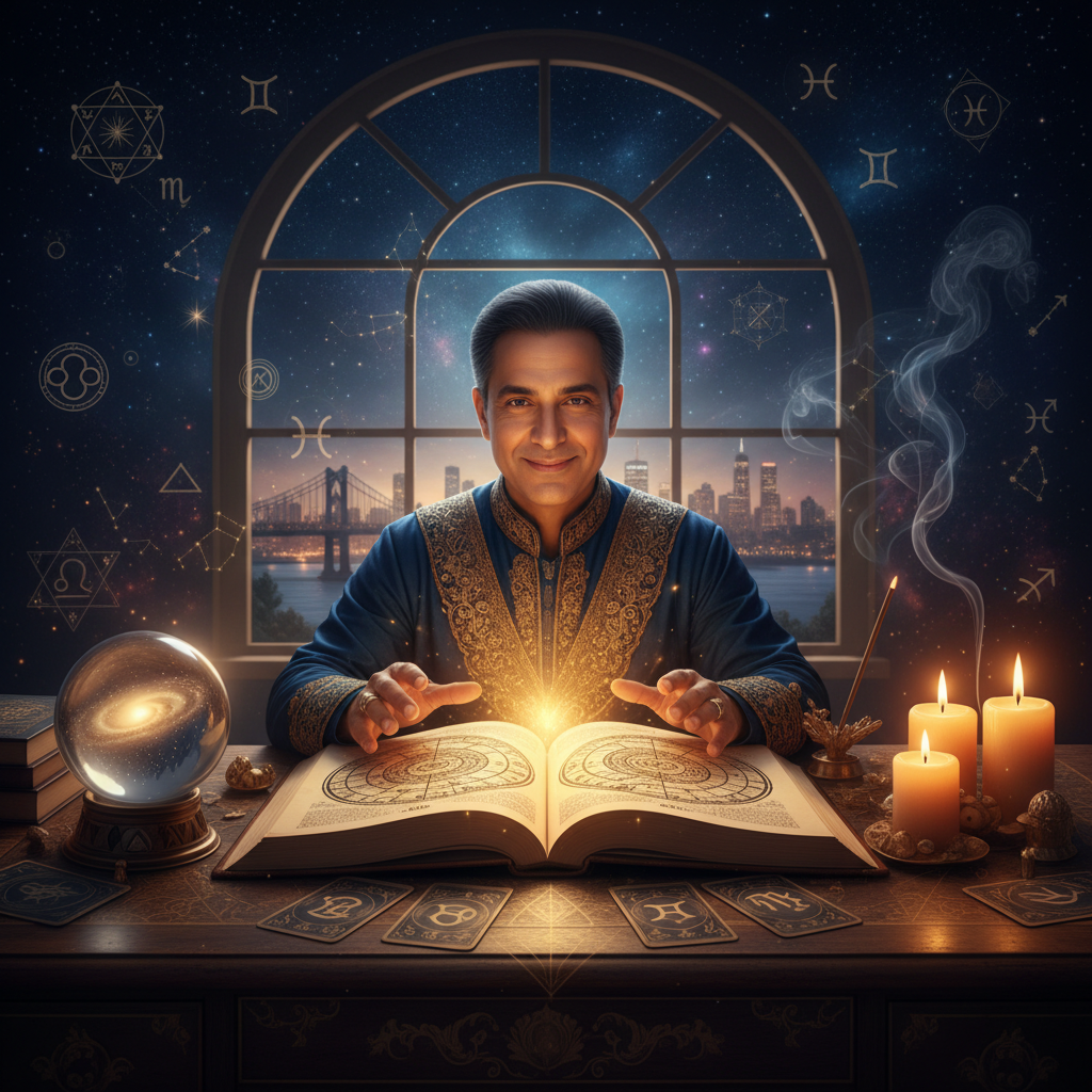 Mystical celestial design symbolizing astrology in New York City