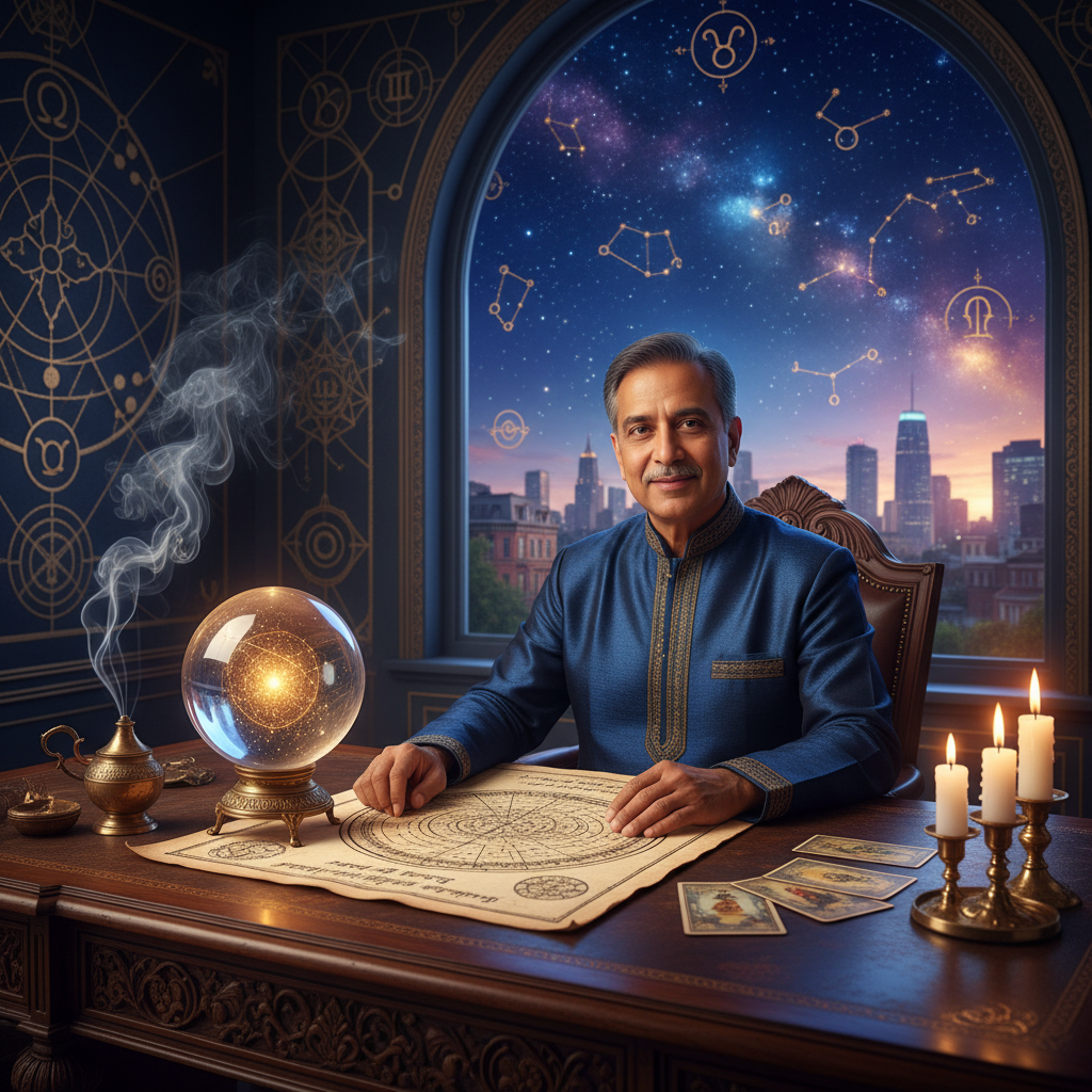 Mystical celestial image representing Vedic astrology in Harlem NYC
