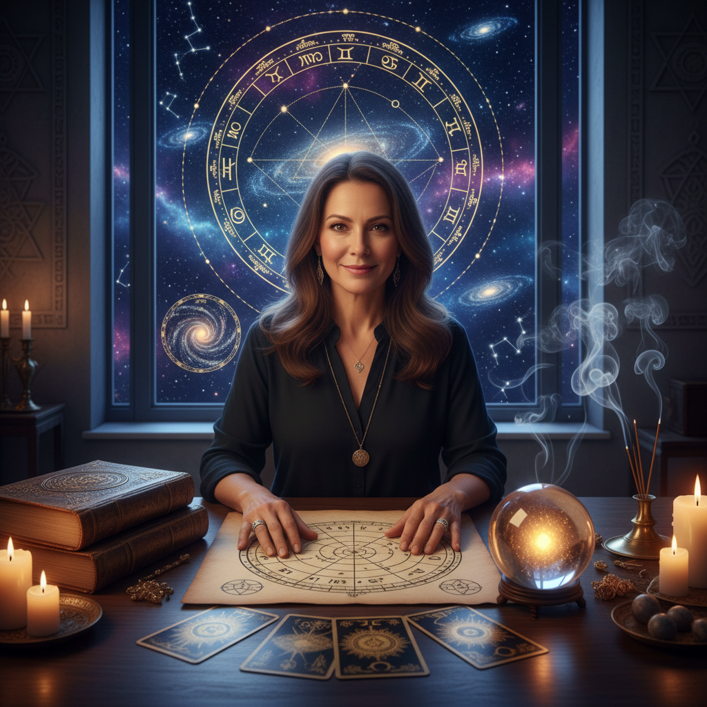 Expert Astrologer in Manhattan | Vedic & Western Astrology NYC Mystical celestial chart with stars representing New York astrology services