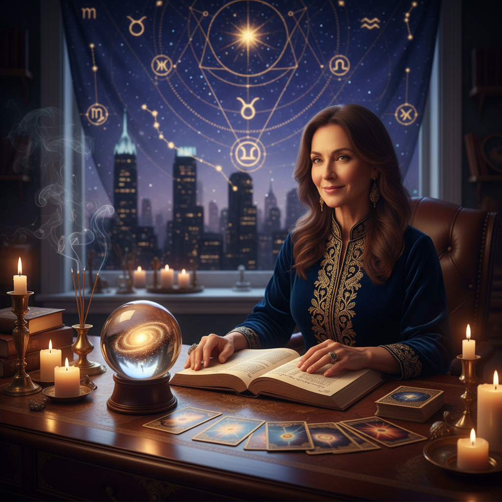Mystical celestial chart for astrology readings in New York City