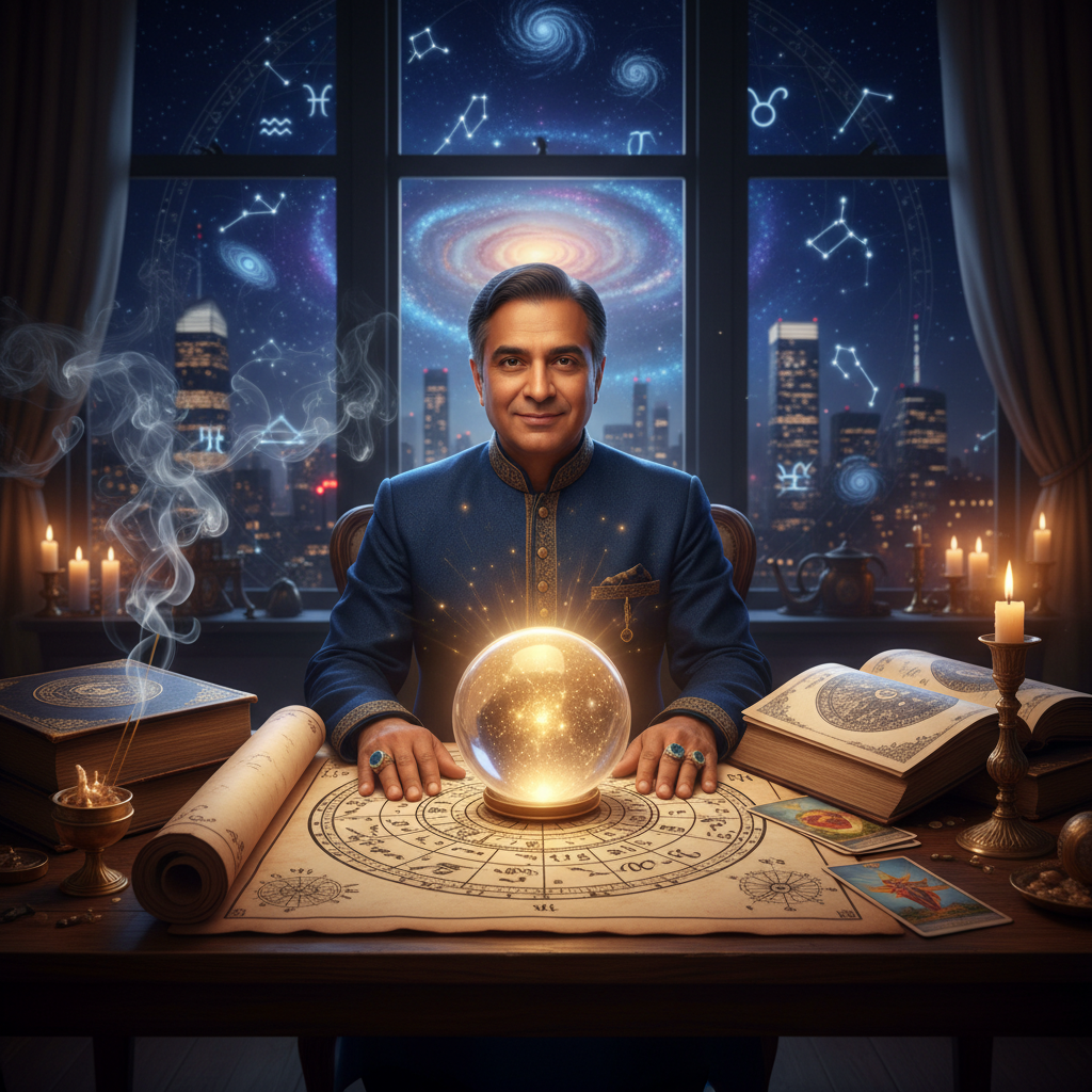 Personalized Astrology Consultation New York with Master Krish Mystical celestial image symbolizing astrology consultation in New York City