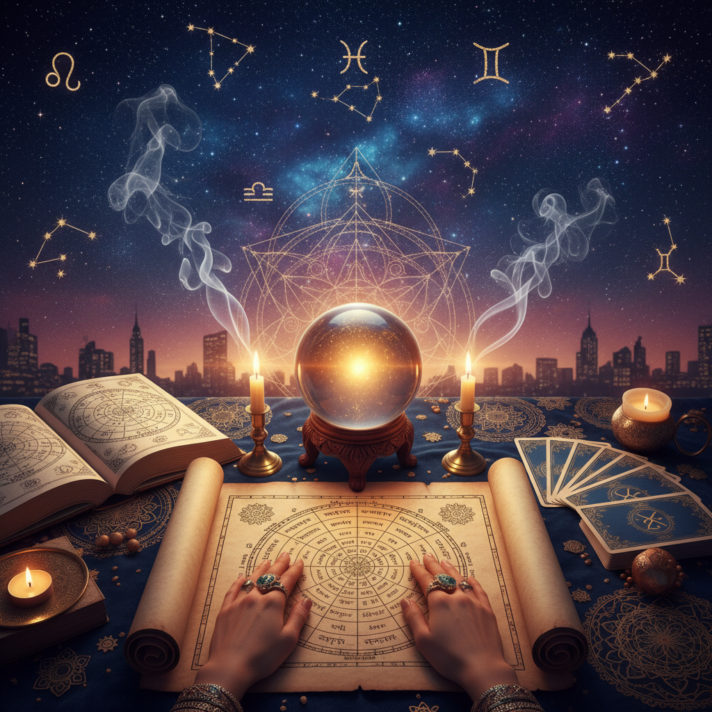 Mystical celestial image representing psychic reading in New York City