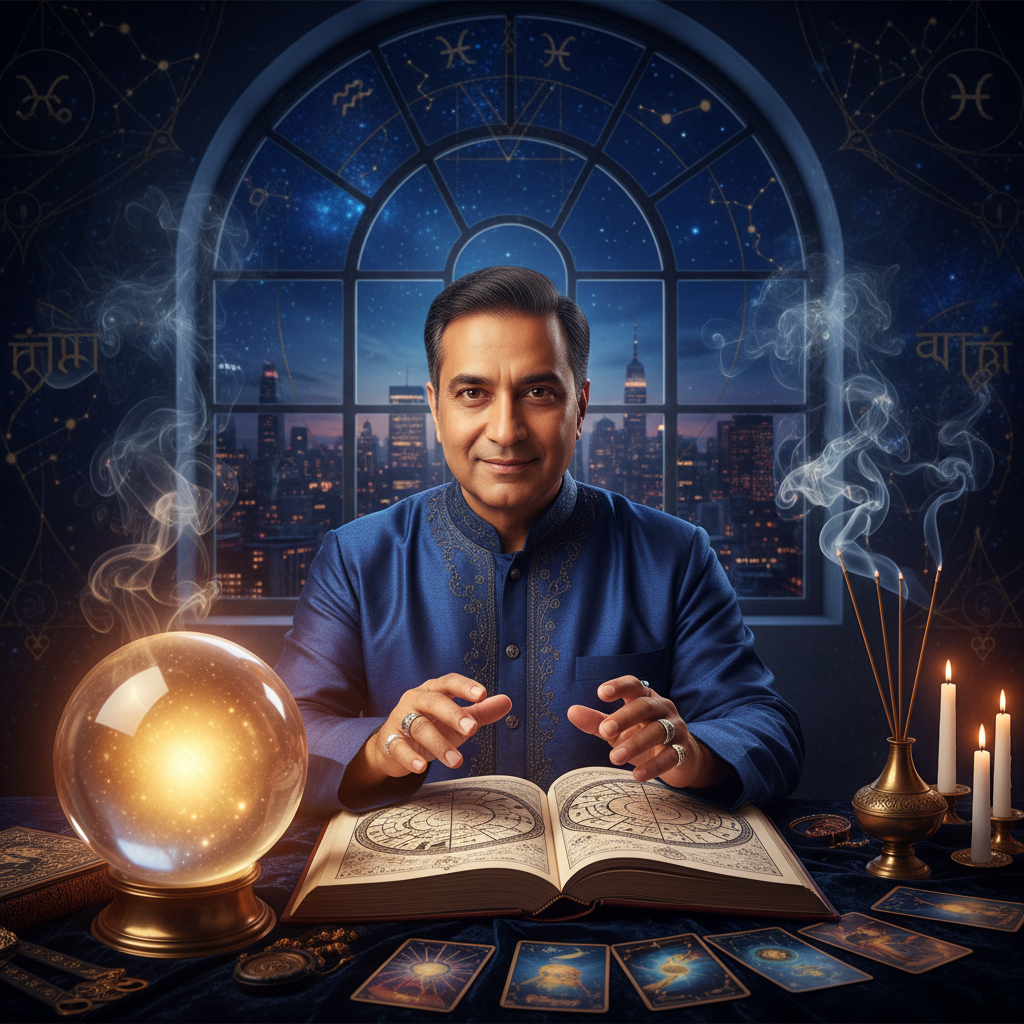 Mystical celestial aura with psychic reading theme in New York City