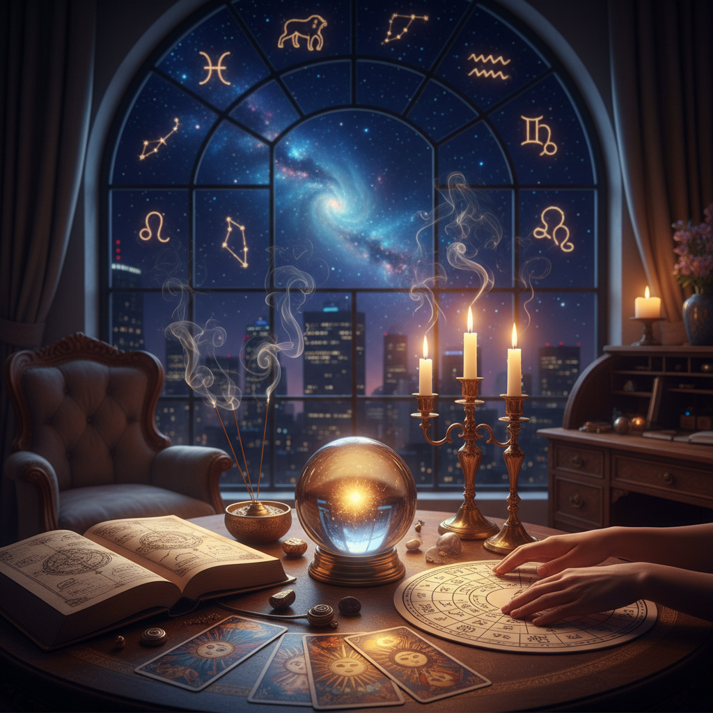 Clairvoyant New York: Insightful Psychic Sight in NYC Mystical celestial view symbolizing clairvoyant vision in New York City