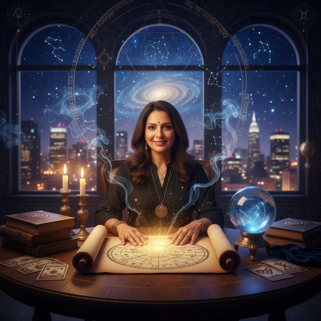 Mystical celestial image representing astrology and spiritual healing in New York City