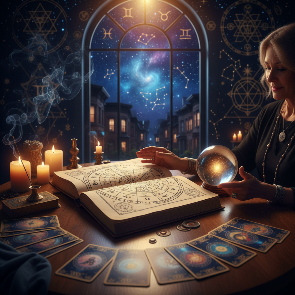 Mystical celestial hands revealing life line reading in New York