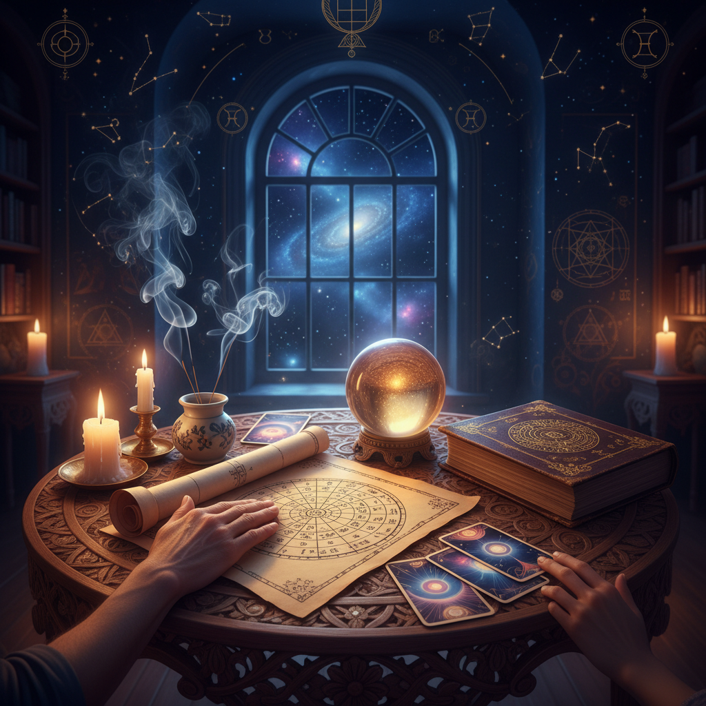 Palm Reading New York: Life Line Insights in Harlem NYC Mystical celestial palm reading with glowing life line in New York City