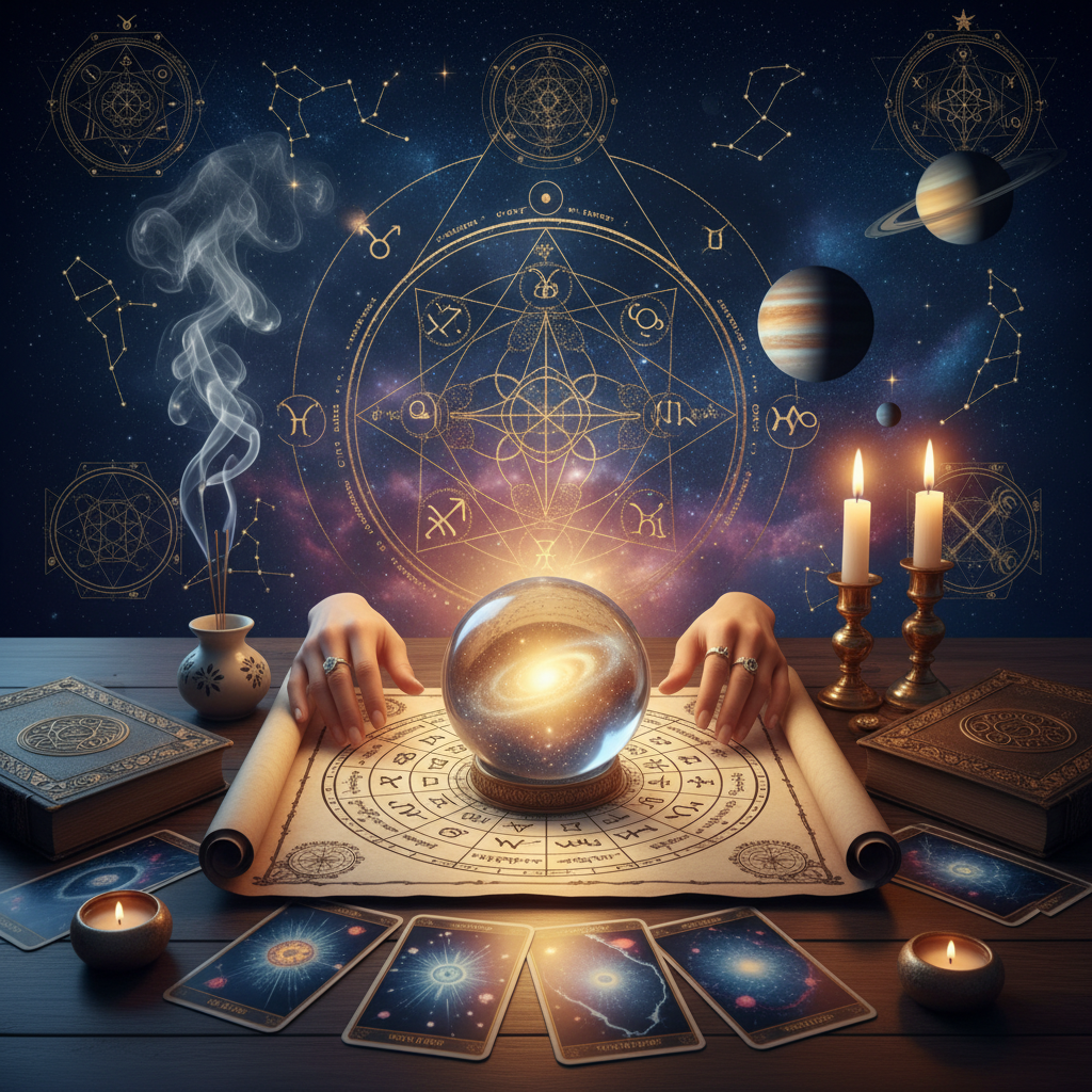 Mystical celestial aura with spiritual energy in New York background