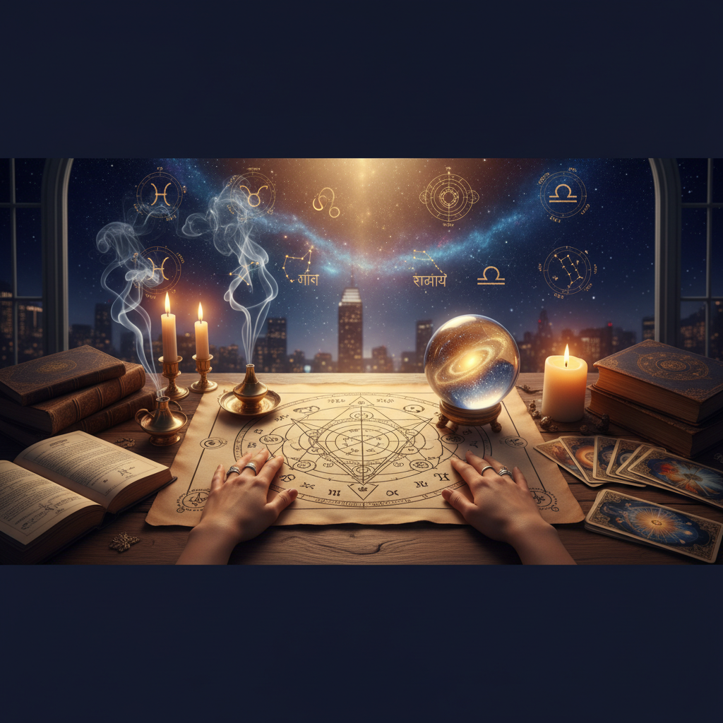 Accurate Psychic Reading New York by Master Krish Mystical celestial image representing psychic reading and spiritual energy in New York