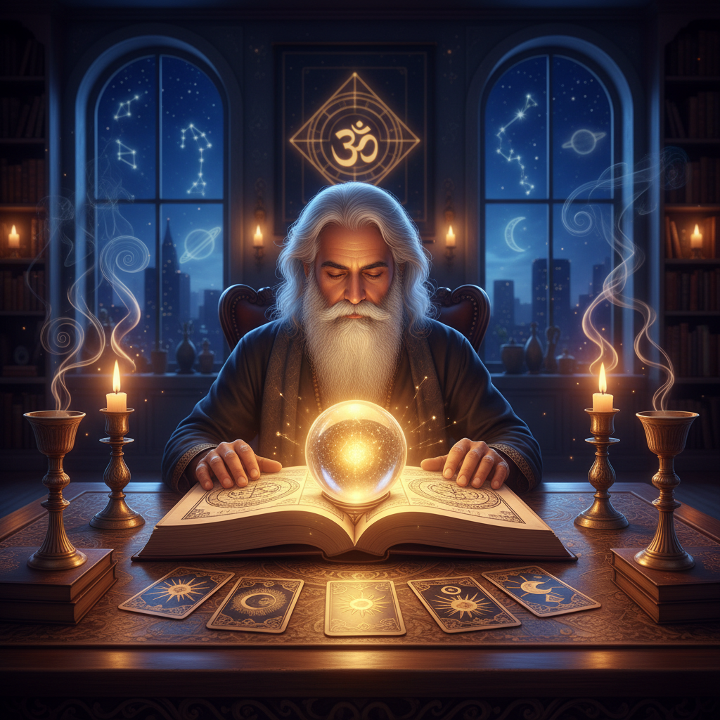 Mystical celestial image depicting spiritual guidance in New York City