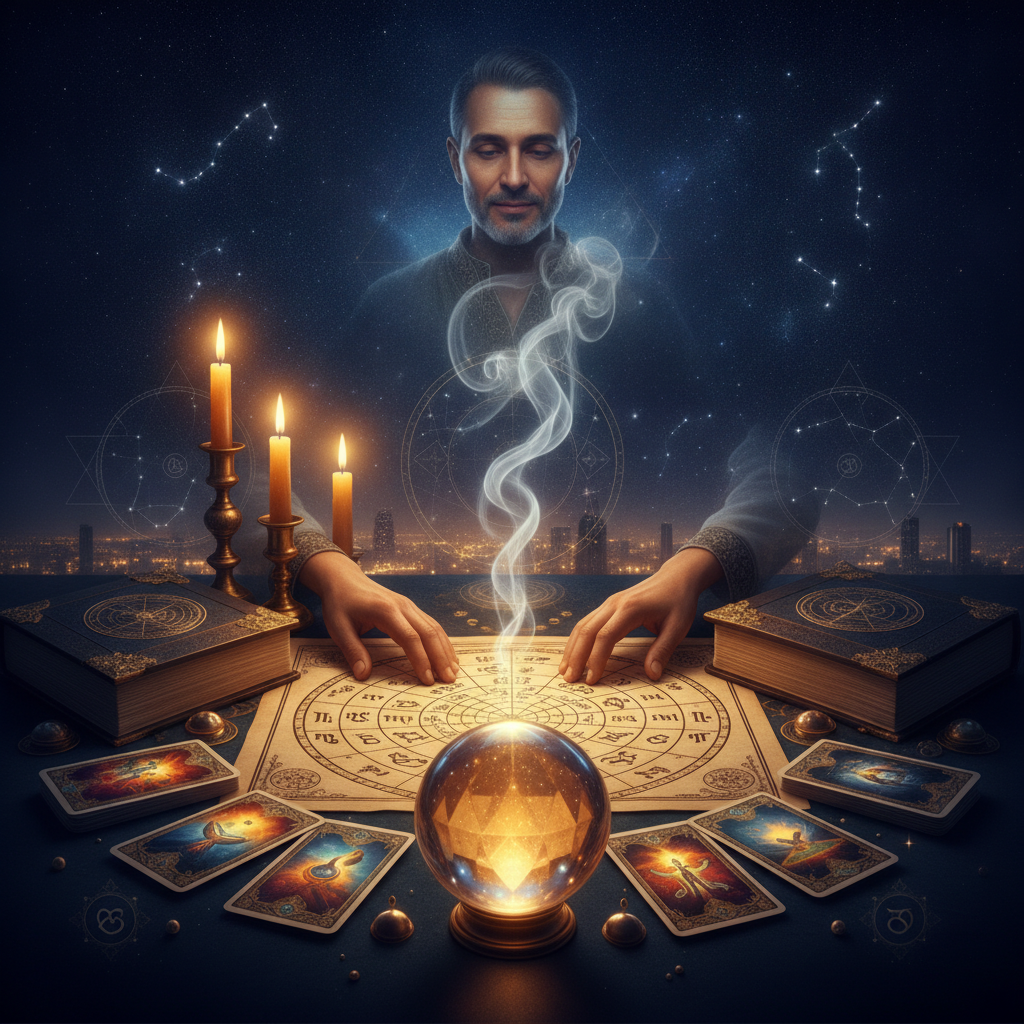 Personalized Astrology Consultation New York with Master Krish Mystical celestial image representing astrology services in New York City