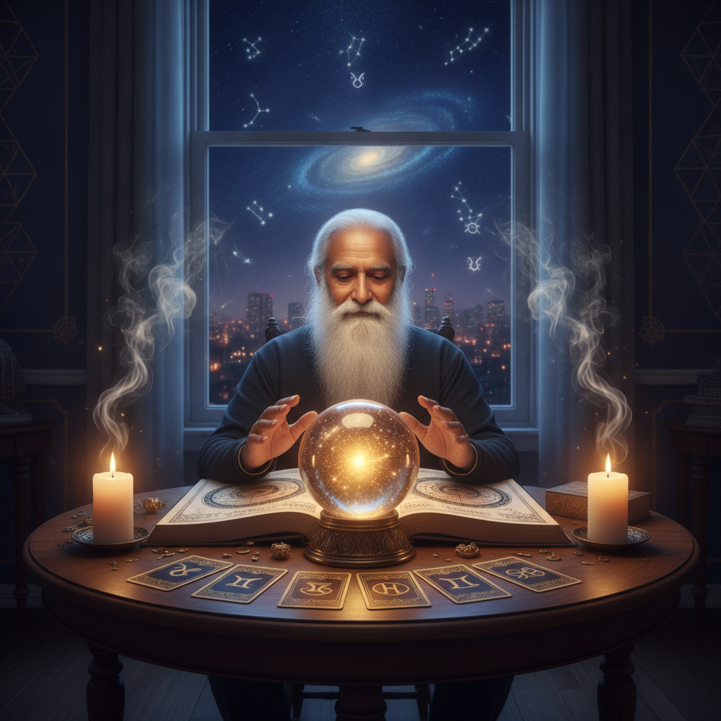 Authentic Psychic Readings NYC with Master Krish in Harlem Mystical celestial image illustrating psychic readings in New York City