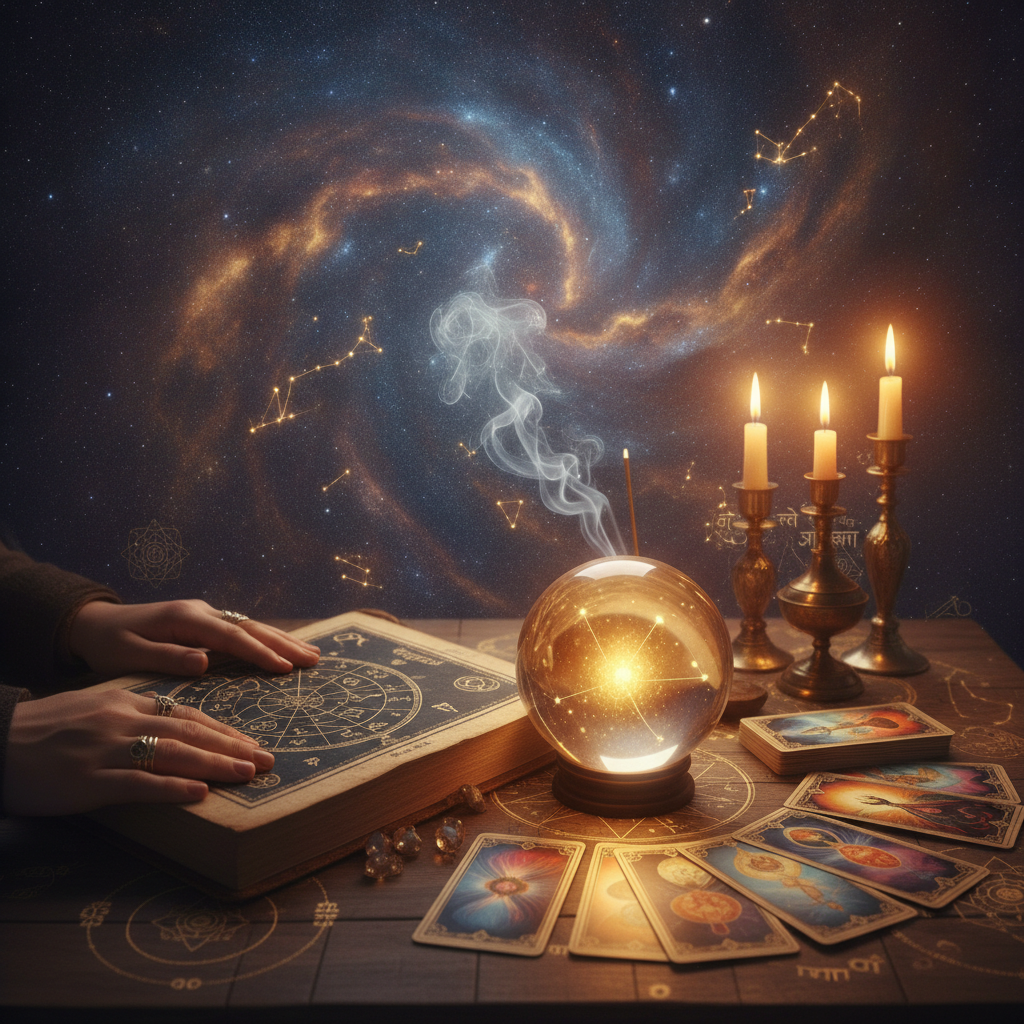Mystical celestial image of astrology and love guidance in New York city
