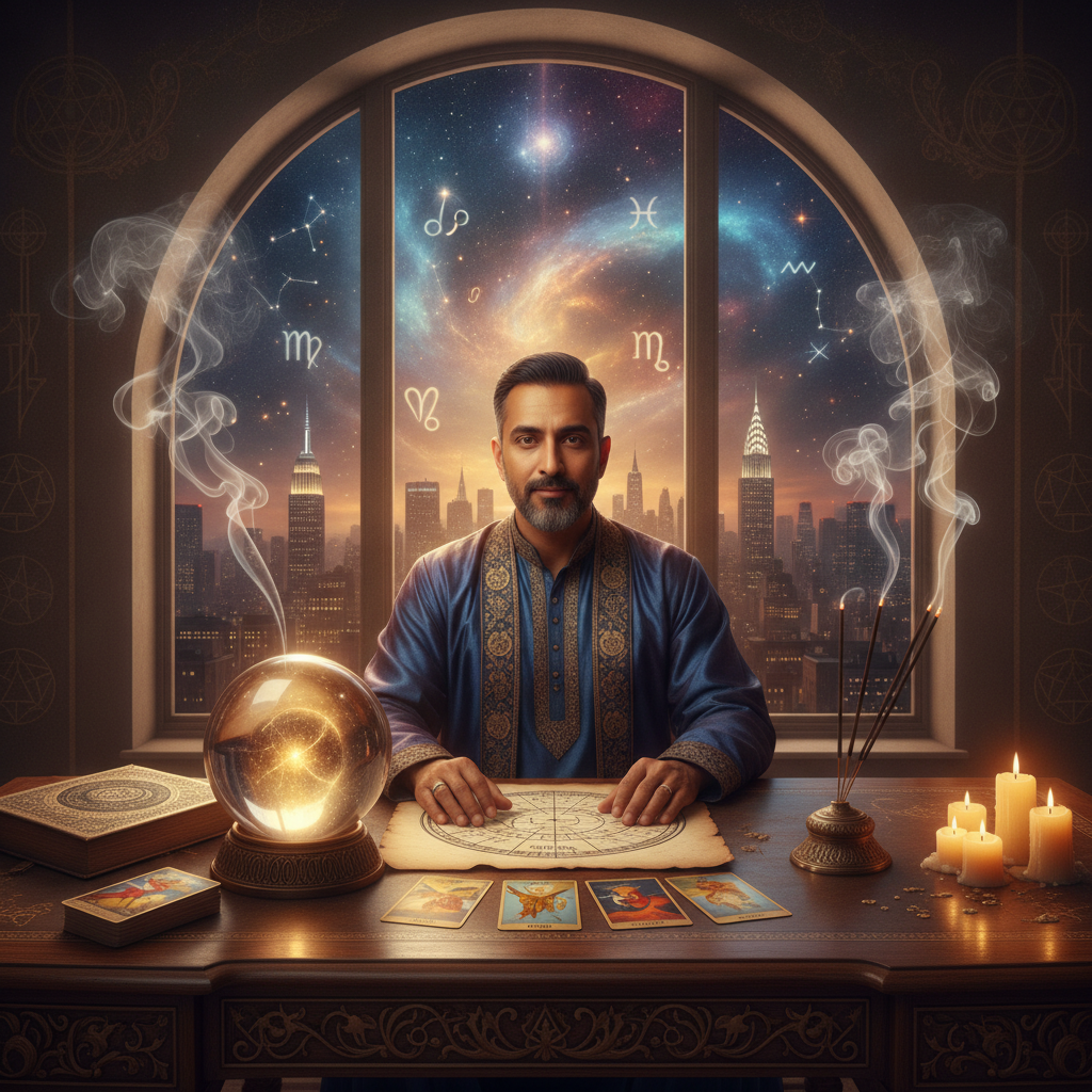Love Problem Solution Astrologer New York | Master Krish Mystical celestial chart symbolizing love guidance astrology in New York city