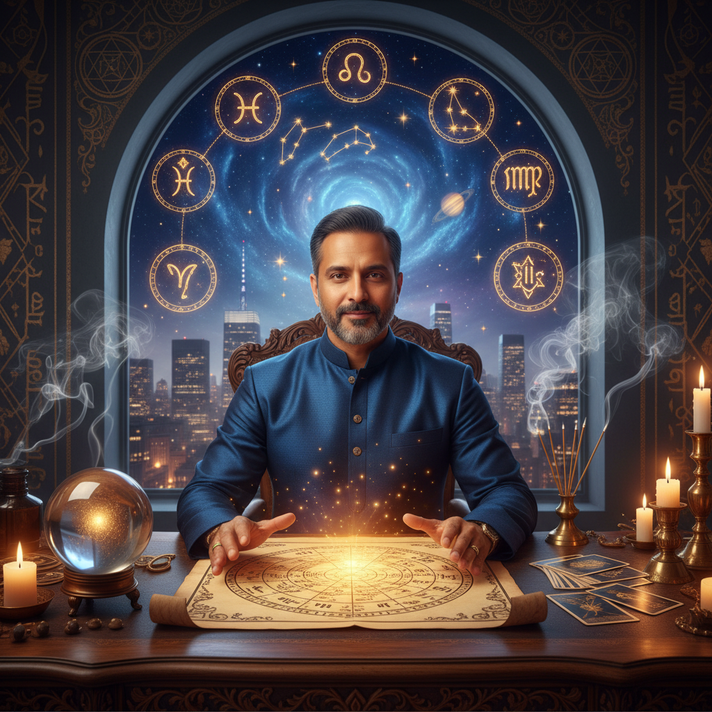 Mystical celestial energy healing atmosphere in New York City