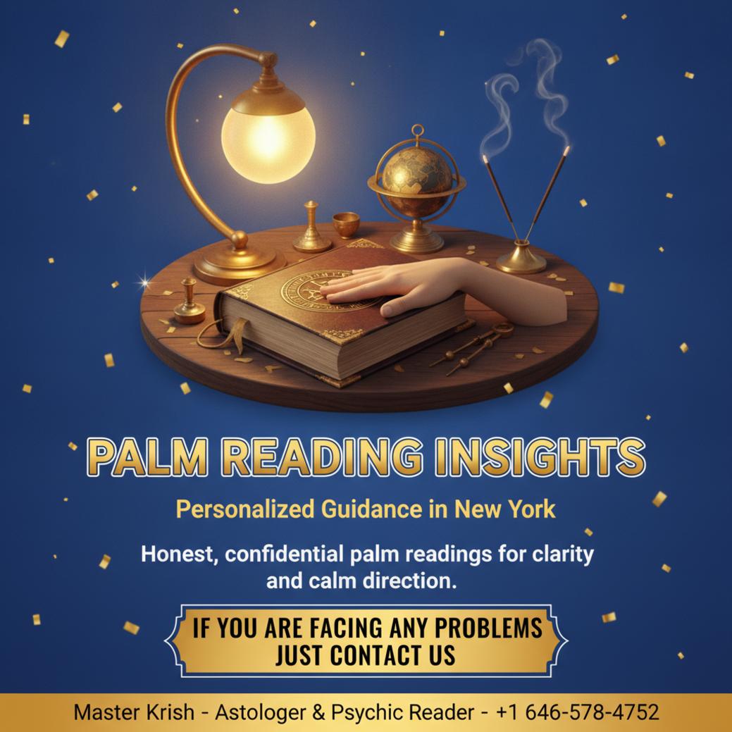 How Palm Reading Works — A New York Astrologer Explains Palm reading consultation setup with Vedic tools in New York, NY