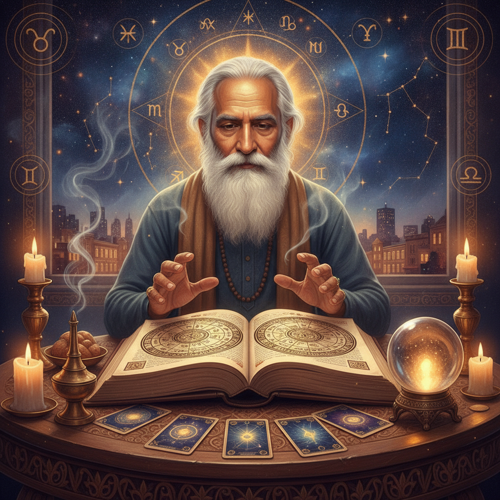 Authentic Psychic Readings NYC with Master Krish in Harlem Mystical celestial image depicting psychic reading energy in New York City