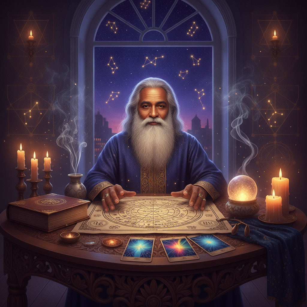 Authentic Psychic Readings NYC with Master Krish in Harlem Mystical celestial image representing psychic readings in New York City
