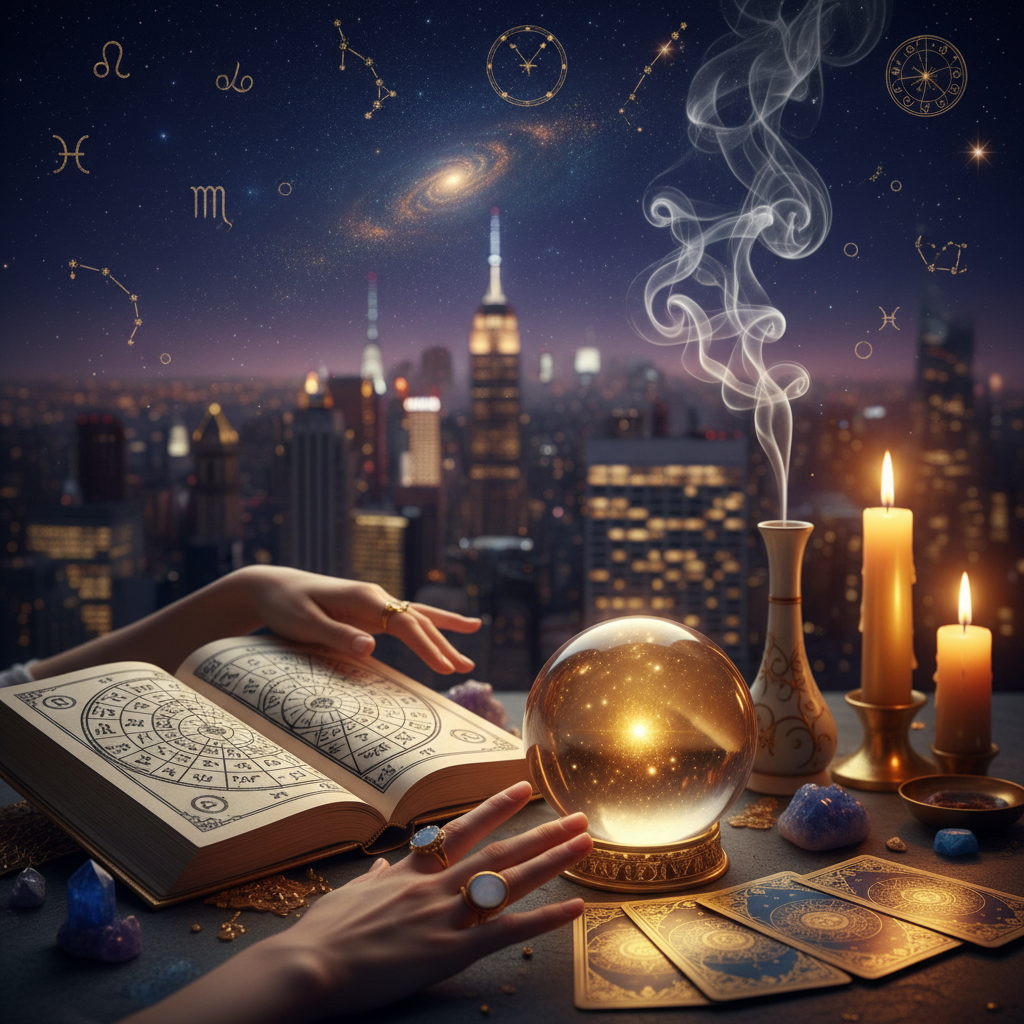 Spiritual Cleansing New York: Restore Your Aura Today Mystical celestial energy healing in New York City atmosphere
