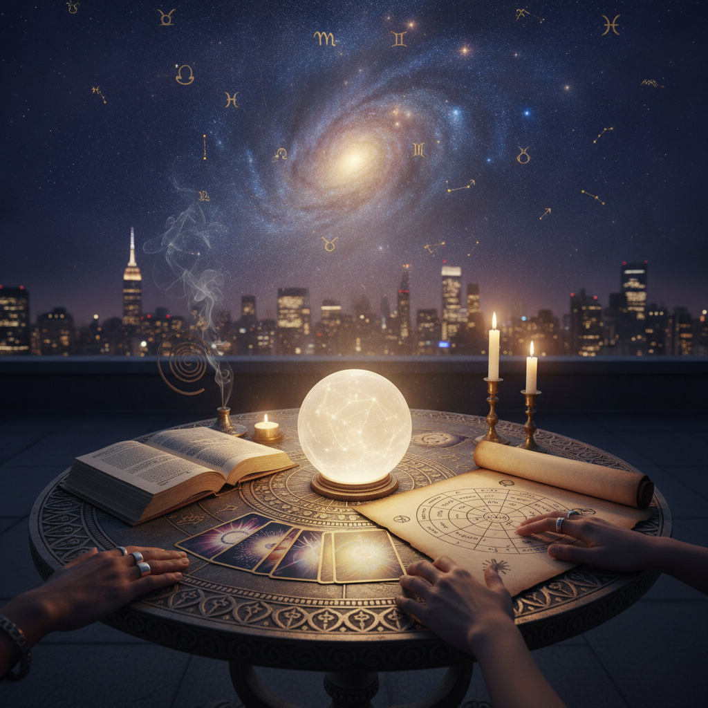 Connect with a Trusted Spiritual Reader New York NYC Mystical celestial image highlighting spiritual energy in New York City