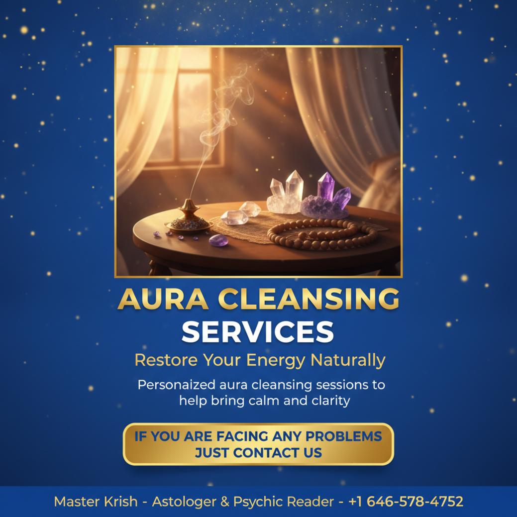 Aura cleansing session setup with crystals and incense in Queens NY