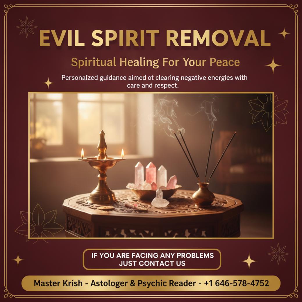 Traditional Indian ritual setup for evil spirit removal in Queens, NY
