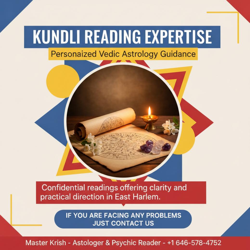 What to Expect from Kundli Reading in East Harlem, NY Kundli reading birth chart and lamp in calm East Harlem setting