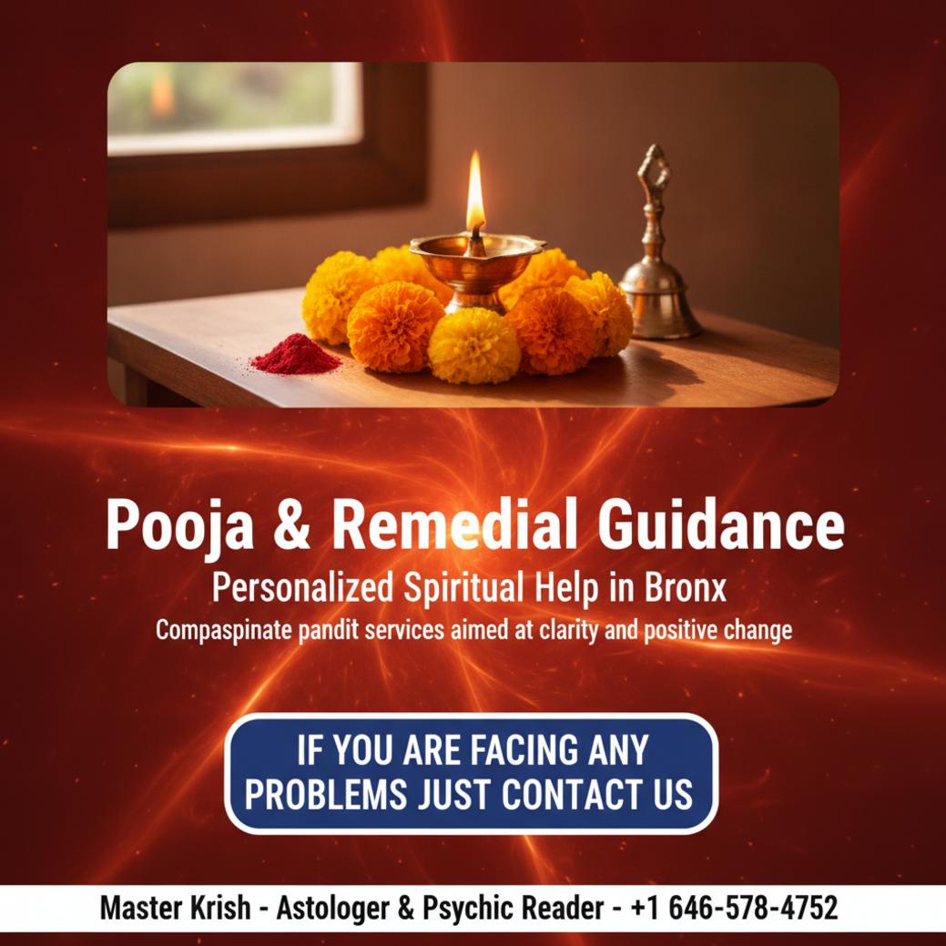 Trusted Pandit for Pooja and Remedies in Bronx, NY Traditional pooja altar with diya and flowers for pandit in Bronx