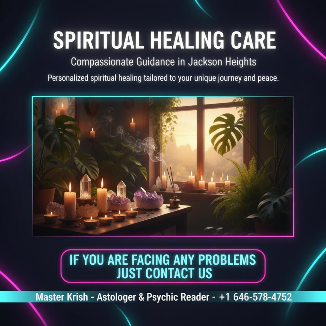 How a Spiritual Healer in Jackson Heights Can Help You Find Peace serene spiritual healer setup with crystals and candles in Jackson Heights