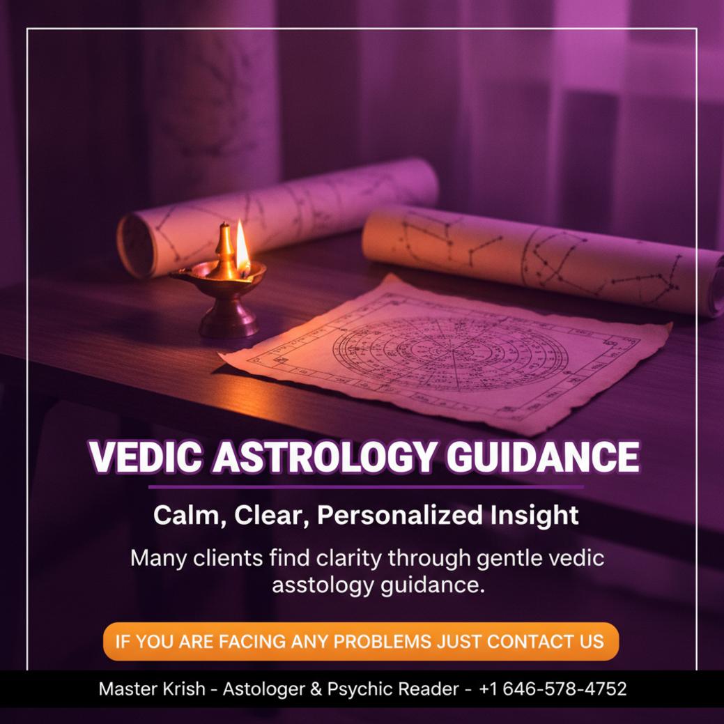 How a Vedic Astrologer in Upper West Side Can Help Your Life Vedic astrologer birth chart and lamp in Upper West Side room