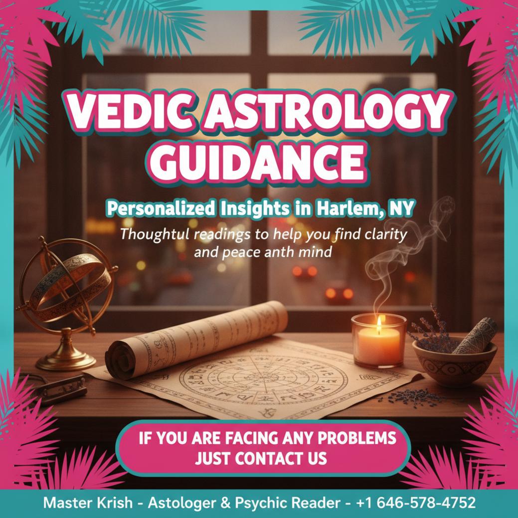 How Vedic Astrology in Harlem Can Guide Your Next Steps Vedic astrology chart and spiritual tools on desk in Harlem, NY