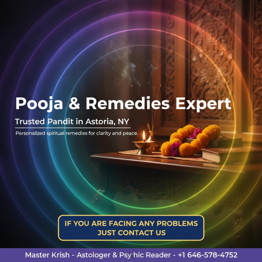 Trusted Pandit for Pooja and Remedies in Astoria, NY Traditional pooja setup with diya and flowers, pandit for pooja Astoria
